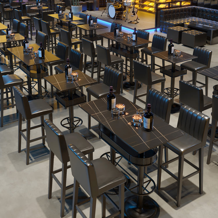 Industrial Style Bar Height Table Cafe Bar Dining Table with Storage Clearhalo 'Bar Furniture' 'Bar Tables' 'bar_tables' 'furn' 'furn_bar_tables' 'Furniture' 'Kitchen & Dining Furniture' 7016680