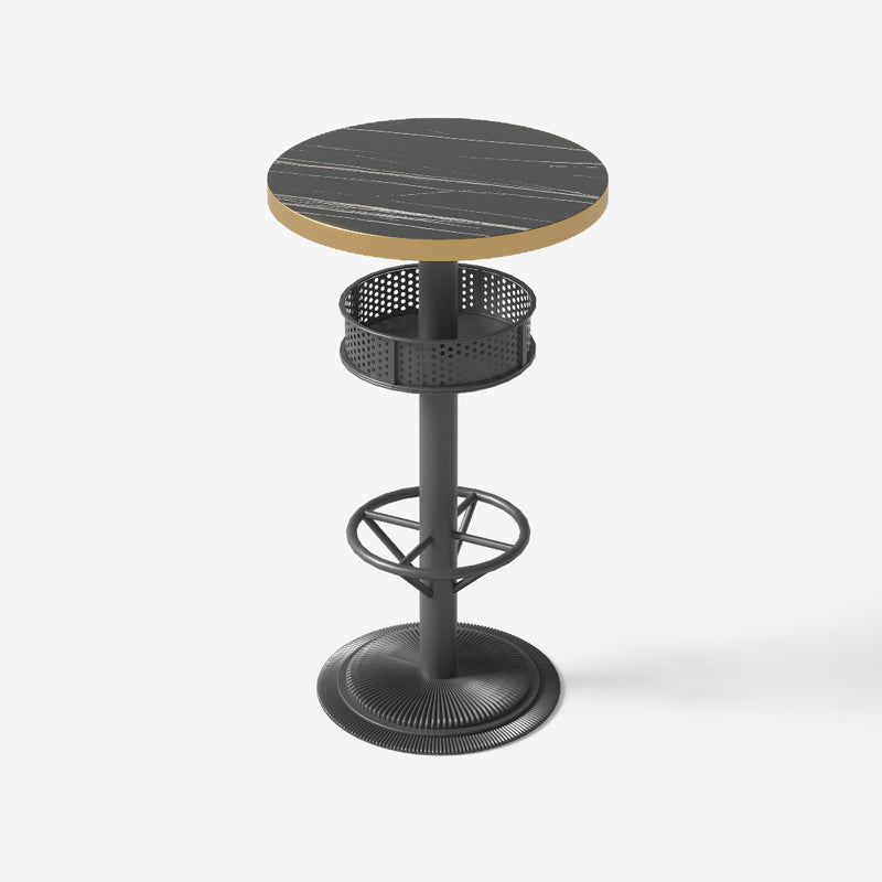Industrial Style Bar Height Table Cafe Bar Dining Table with Storage Manufactured Wood Round Without Chairs Clearhalo 'Bar Furniture' 'Bar Tables' 'bar_tables' 'furn' 'furn_bar_tables' 'Furniture' 'Kitchen & Dining Furniture' 7016681