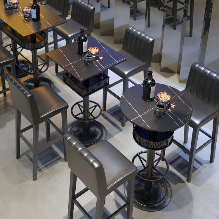 Industrial Style Bar Height Table Cafe Bar Dining Table with Storage Clearhalo 'Bar Furniture' 'Bar Tables' 'bar_tables' 'furn' 'furn_bar_tables' 'Furniture' 'Kitchen & Dining Furniture' 7016682