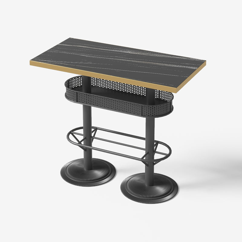Industrial Style Bar Height Table Cafe Bar Dining Table with Storage Manufactured Wood Rectangular Without Chairs Clearhalo 'Bar Furniture' 'Bar Tables' 'bar_tables' 'furn' 'furn_bar_tables' 'Furniture' 'Kitchen & Dining Furniture' 7016684
