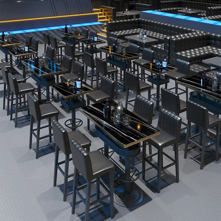 Industrial Style Bar Height Table Cafe Bar Dining Table with Storage Clearhalo 'Bar Furniture' 'Bar Tables' 'bar_tables' 'furn' 'furn_bar_tables' 'Furniture' 'Kitchen & Dining Furniture' 7016687