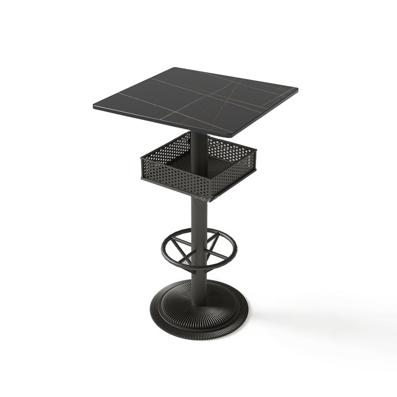 Industrial Style Bar Height Table Cafe Bar Dining Table with Storage Stone Square Without Chairs Clearhalo 'Bar Furniture' 'Bar Tables' 'bar_tables' 'furn' 'furn_bar_tables' 'Furniture' 'Kitchen & Dining Furniture' 7016688