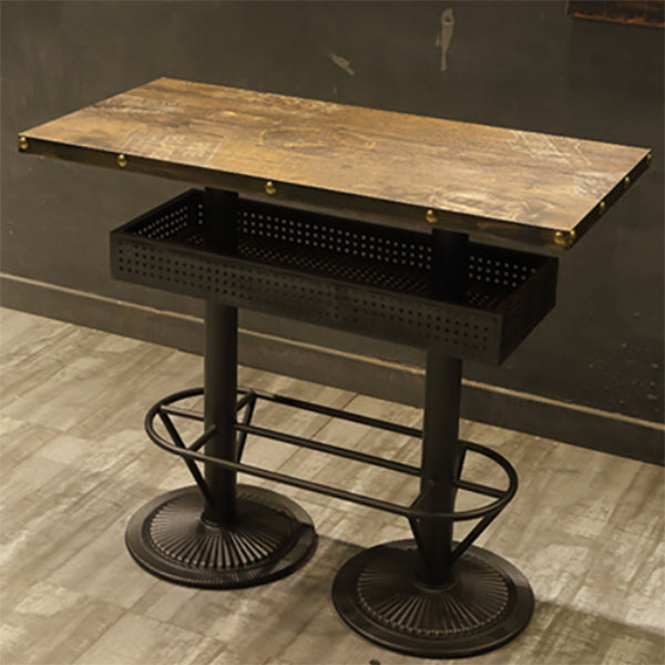 Industrial Style Bar Height Table Cafe Bar Dining Table with Storage Wood Rectangular Without Chairs Clearhalo 'Bar Furniture' 'Bar Tables' 'bar_tables' 'furn' 'furn_bar_tables' 'Furniture' 'Kitchen & Dining Furniture' 7016690