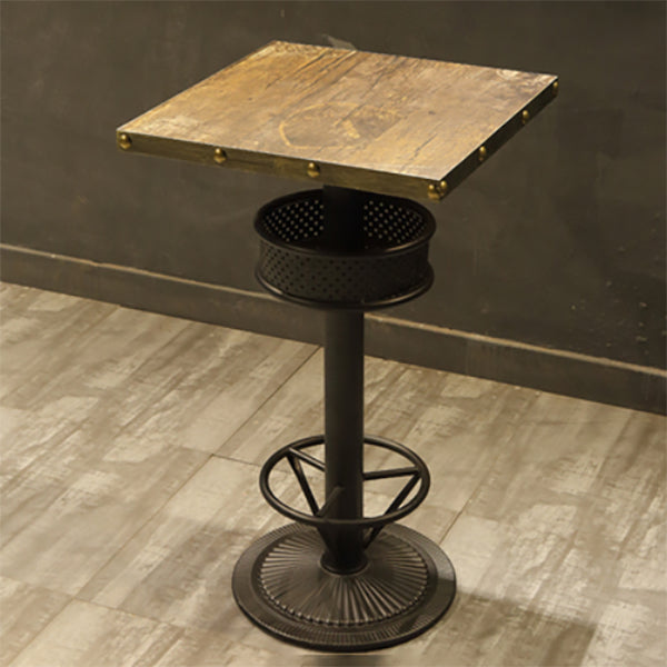Industrial Style Bar Height Table Cafe Bar Dining Table with Storage Wood Square Without Chairs Clearhalo 'Bar Furniture' 'Bar Tables' 'bar_tables' 'furn' 'furn_bar_tables' 'Furniture' 'Kitchen & Dining Furniture' 7016692
