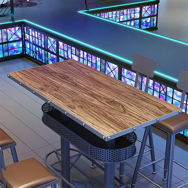Industrial Style Bar Height Table Cafe Bar Dining Table with Storage Clearhalo 'Bar Furniture' 'Bar Tables' 'bar_tables' 'furn' 'furn_bar_tables' 'Furniture' 'Kitchen & Dining Furniture' 7016693
