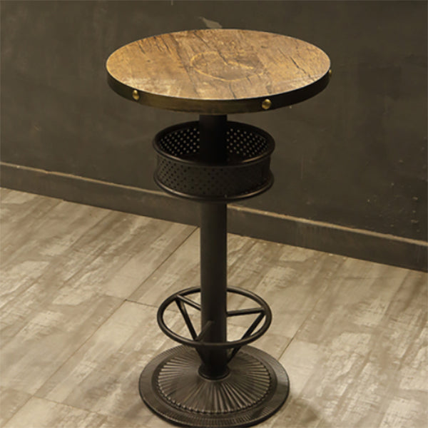 Industrial Style Bar Height Table Cafe Bar Dining Table with Storage Wood Round Without Chairs Clearhalo 'Bar Furniture' 'Bar Tables' 'bar_tables' 'furn' 'furn_bar_tables' 'Furniture' 'Kitchen & Dining Furniture' 7016694