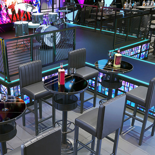 Industrial Style Bar Height Table Cafe Bar Dining Table with Storage Clearhalo 'Bar Furniture' 'Bar Tables' 'bar_tables' 'furn' 'furn_bar_tables' 'Furniture' 'Kitchen & Dining Furniture' 7016696