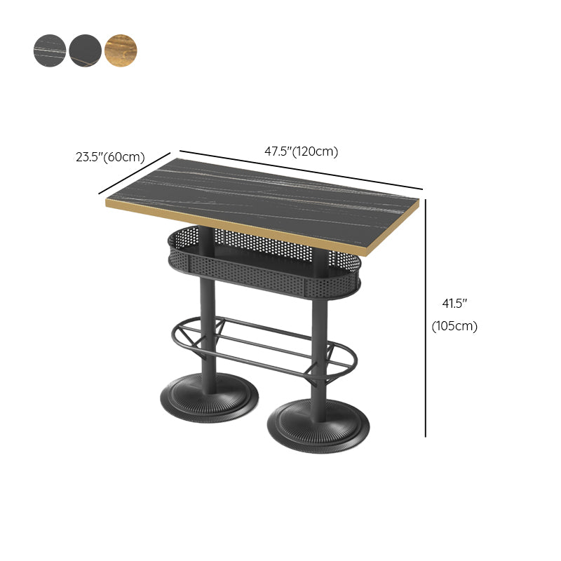 Industrial Style Bar Height Table Cafe Bar Dining Table with Storage Clearhalo 'Bar Furniture' 'Bar Tables' 'bar_tables' 'furn' 'furn_bar_tables' 'Furniture' 'Kitchen & Dining Furniture' 7016699
