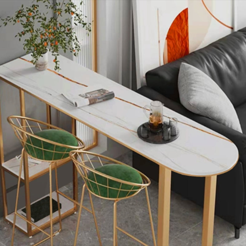 Glam Style Bar Table Sled Base Bar Dining Table for Living Room - Clearhalo