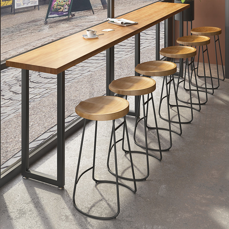 Industrial Style Rectangle Bar Table Solid Wood Fixed Bar Dining Table for Indoor Clearhalo 'Bar Furniture' 'Bar Tables' 'bar_tables' 'furn' 'furn_bar_tables' 'Furniture' 'Kitchen & Dining Furniture' 7016766