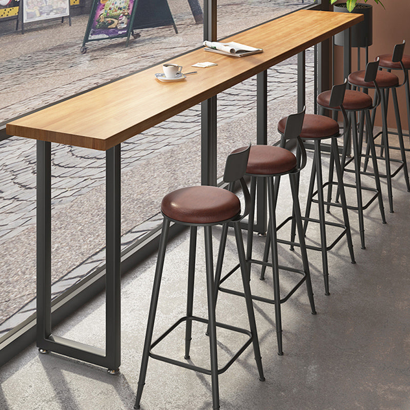 Industrial Style Rectangle Bar Table Solid Wood Fixed Bar Dining Table for Indoor Clearhalo 'Bar Furniture' 'Bar Tables' 'bar_tables' 'furn' 'furn_bar_tables' 'Furniture' 'Kitchen & Dining Furniture' 7016769