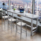 Modern Rectangle Bar Table Solid Wood Fixed Bistro Bar Desk with Footrest