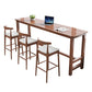 Modern Rectangle Bar Table Solid Wood Fixed Bistro Bar Desk with Footrest
