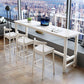 Modern Rectangle Bar Table Solid Wood Fixed Bistro Bar Desk with Footrest