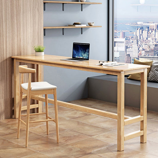 Moderner Rechteck -Bar -Tisch Massivholz fester Bistro -Bar Schreibtisch mit Fußstütze