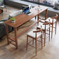 Modern Rectangle Bar Table Solid Wood Fixed Bistro Bar Desk with Footrest