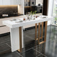 Glam Style Bar Table Rectangle Faux Marble Bar Dining Table with Double Pedestal