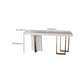 Glam Style Bar Table Rectangle Faux Marble Bar Dining Table with Double Pedestal