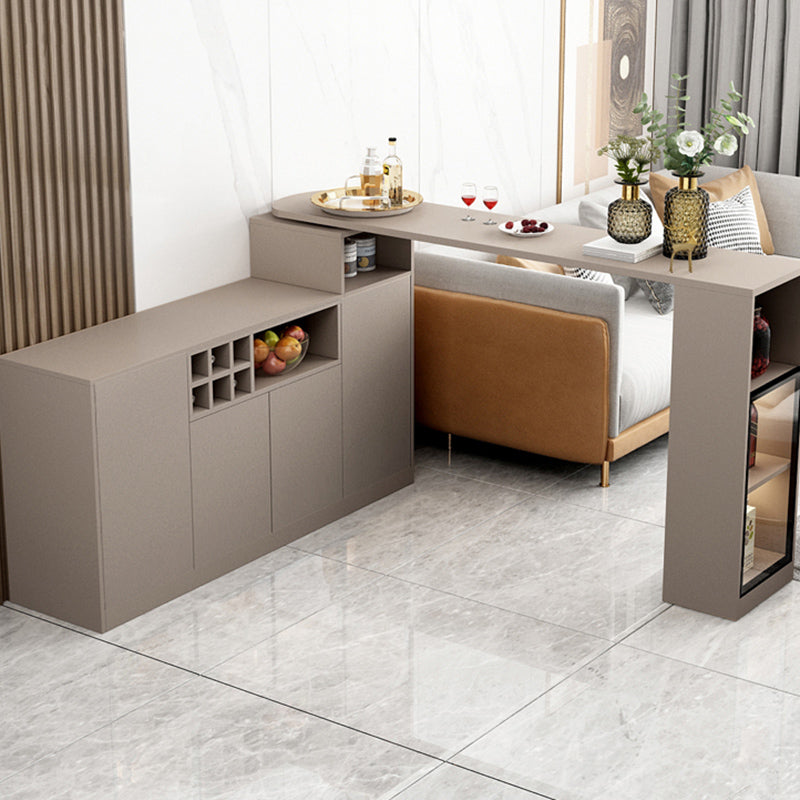 Contemporary Style Bar Table Wood Revolving Bar Wine Table with Storage Clearhalo 'Bar Furniture' 'Bar Tables' 'bar_tables' 'furn' 'furn_bar_tables' 'Furniture' 'Kitchen & Dining Furniture' 7016832