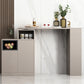 Contemporary Style Bar Table Wood Revolving Bar Wine Table with Storage 43.3"L x 15.7"W x 41.3"H Light Gold Without Chairs Clearhalo 'Bar Furniture' 'Bar Tables' 'bar_tables' 'furn' 'furn_bar_tables' 'Furniture' 'Kitchen & Dining Furniture' 7016833