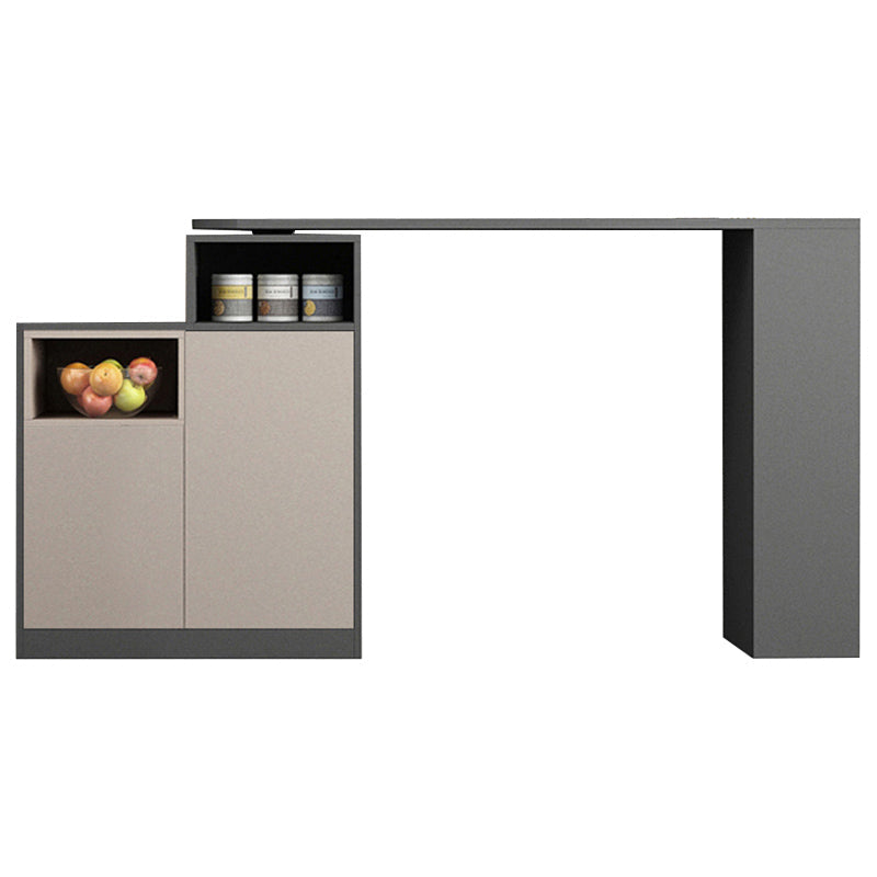 Contemporary Style Bar Table Wood Revolving Bar Wine Table with Storage Clearhalo 'Bar Furniture' 'Bar Tables' 'bar_tables' 'furn' 'furn_bar_tables' 'Furniture' 'Kitchen & Dining Furniture' 7016839