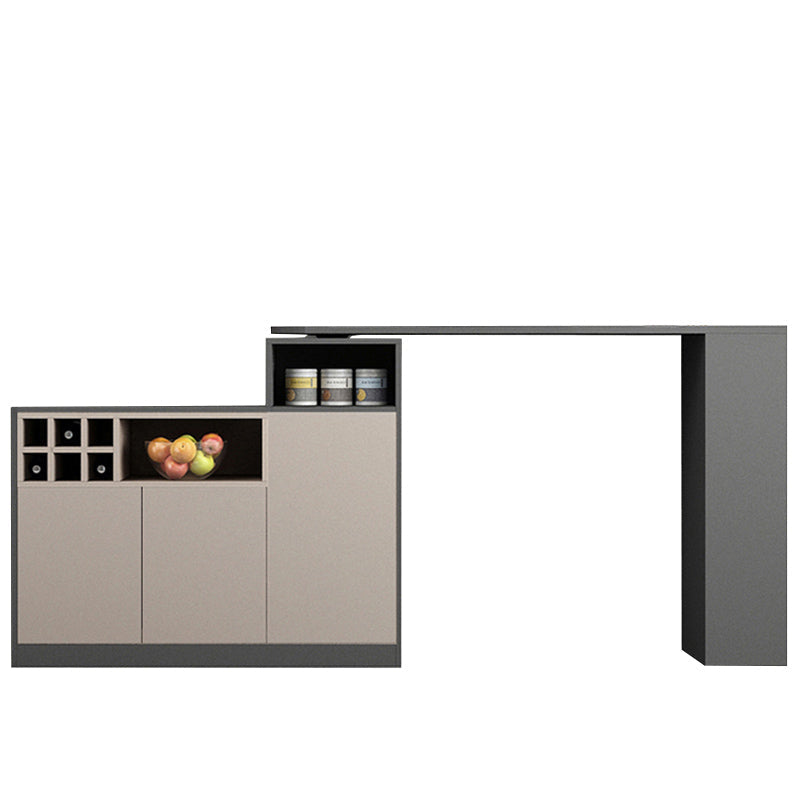 Contemporary Style Bar Table Wood Revolving Bar Wine Table with Storage Clearhalo 'Bar Furniture' 'Bar Tables' 'bar_tables' 'furn' 'furn_bar_tables' 'Furniture' 'Kitchen & Dining Furniture' 7016840