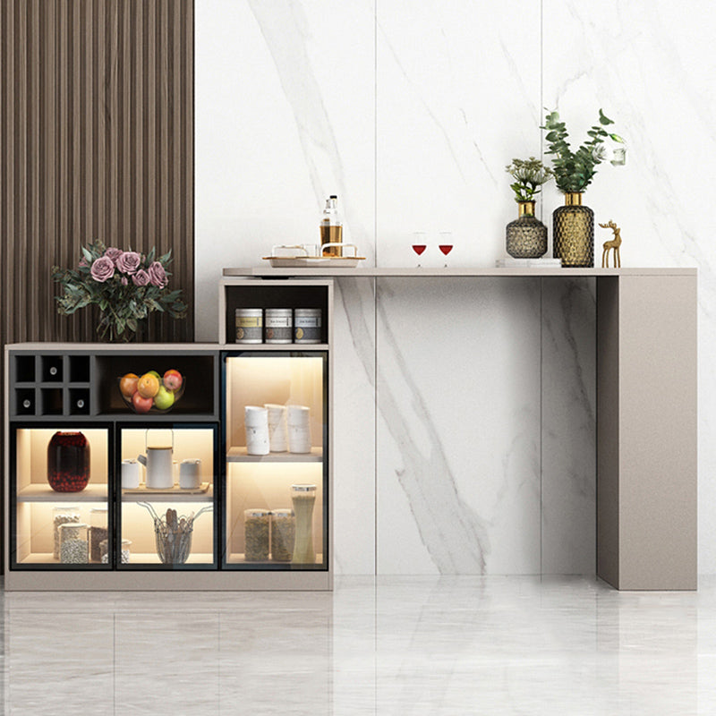 Contemporary Style Bar Table Wood Revolving Bar Wine Table with Storage 59.1"L x 15.7"W x 41.3"H Rose Gold Without Chairs Clearhalo 'Bar Furniture' 'Bar Tables' 'bar_tables' 'furn' 'furn_bar_tables' 'Furniture' 'Kitchen & Dining Furniture' 7016841