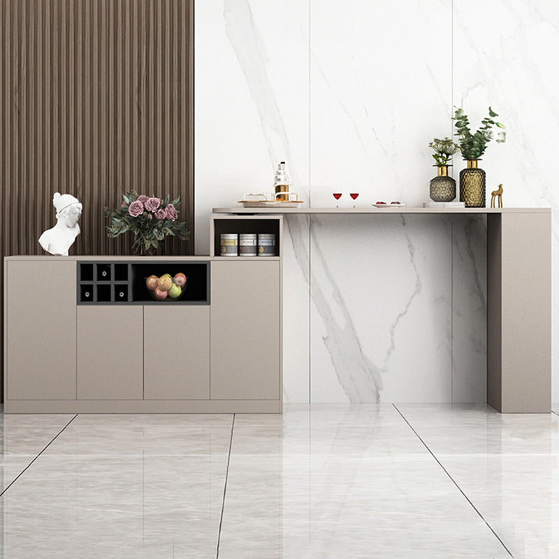 Contemporary Style Bar Table Wood Revolving Bar Wine Table with Storage 66.9"L x 15.7"W x 41.3"H Light Gold Without Chairs Clearhalo 'Bar Furniture' 'Bar Tables' 'bar_tables' 'furn' 'furn_bar_tables' 'Furniture' 'Kitchen & Dining Furniture' 7016845
