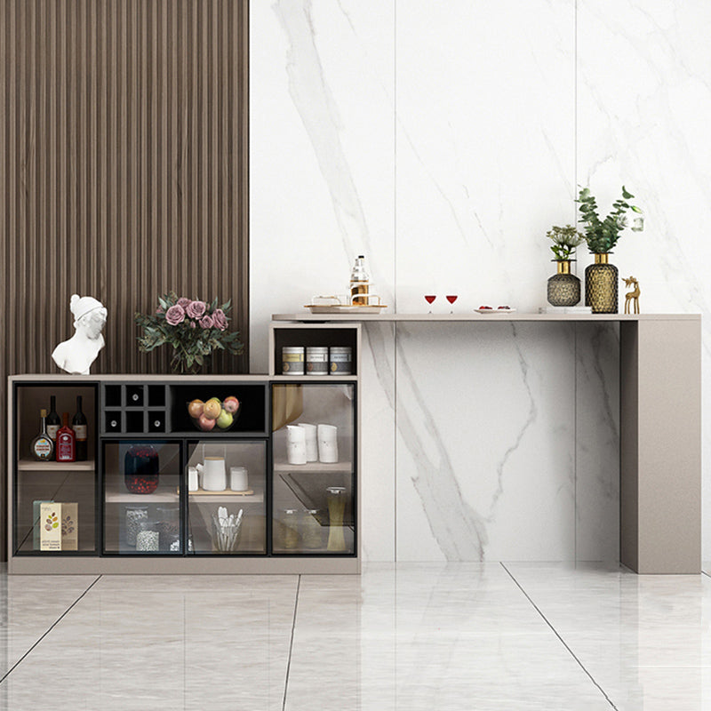 Contemporary Style Bar Table Wood Revolving Bar Wine Table with Storage 66.9"L x 15.7"W x 41.3"H Rose Gold Without Chairs Clearhalo 'Bar Furniture' 'Bar Tables' 'bar_tables' 'furn' 'furn_bar_tables' 'Furniture' 'Kitchen & Dining Furniture' 7016846