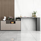 Contemporary Style Bar Table Wood Revolving Bar Wine Table with Storage 74.8"L x 15.7"W x 41.3"H Grey Without Chairs Clearhalo 'Bar Furniture' 'Bar Tables' 'bar_tables' 'furn' 'furn_bar_tables' 'Furniture' 'Kitchen & Dining Furniture' 7016848