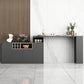 Contemporary Style Bar Table Wood Revolving Bar Wine Table with Storage 74.8"L x 15.7"W x 41.3"H Light Gray Without Chairs Clearhalo 'Bar Furniture' 'Bar Tables' 'bar_tables' 'furn' 'furn_bar_tables' 'Furniture' 'Kitchen & Dining Furniture' 7016849