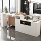 Contemporary Style Bar Table Wood Revolving Bar Wine Table with Storage 74.8"L x 15.7"W x 41.3"H White Without Chairs Clearhalo 'Bar Furniture' 'Bar Tables' 'bar_tables' 'furn' 'furn_bar_tables' 'Furniture' 'Kitchen & Dining Furniture' 7016850