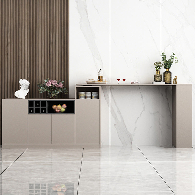Contemporary Style Bar Table Wood Revolving Bar Wine Table with Storage 74.8"L x 15.7"W x 41.3"H Light Gold Without Chairs Clearhalo 'Bar Furniture' 'Bar Tables' 'bar_tables' 'furn' 'furn_bar_tables' 'Furniture' 'Kitchen & Dining Furniture' 7016852