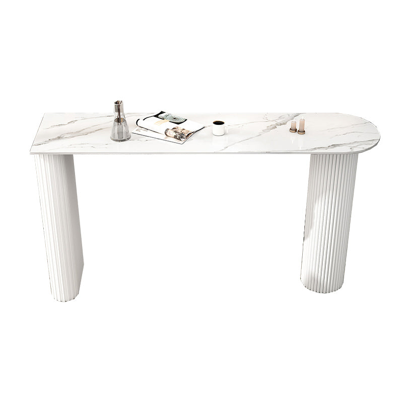White Colour Bar Wine Table Stone Bar Dining Table with Double Pedestal White Without Chairs Clearhalo 'Bar Furniture' 'Bar Tables' 'bar_tables' 'furn' 'furn_bar_tables' 'Furniture' 'Kitchen & Dining Furniture' 7016859