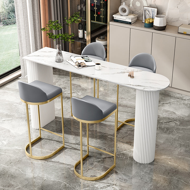 White Colour Bar Wine Table Stone Bar Dining Table with Double Pedestal Clearhalo 'Bar Furniture' 'Bar Tables' 'bar_tables' 'furn' 'furn_bar_tables' 'Furniture' 'Kitchen & Dining Furniture' 7016861