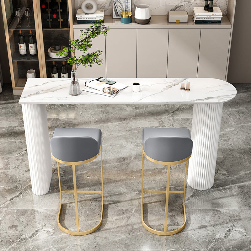 White Colour Bar Wine Table Stone Bar Dining Table with Double Pedestal Clearhalo 'Bar Furniture' 'Bar Tables' 'bar_tables' 'furn' 'furn_bar_tables' 'Furniture' 'Kitchen & Dining Furniture' 7016862