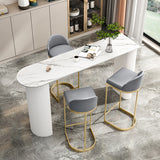 White Colour Bar Wine Table Stone Bar Dining Table with Double Pedestal Clearhalo 'Bar Furniture' 'Bar Tables' 'bar_tables' 'furn' 'furn_bar_tables' 'Furniture' 'Kitchen & Dining Furniture' 7016863