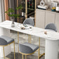 White Colour Bar Wine Table Stone Bar Dining Table with Double Pedestal Clearhalo 'Bar Furniture' 'Bar Tables' 'bar_tables' 'furn' 'furn_bar_tables' 'Furniture' 'Kitchen & Dining Furniture' 7016865