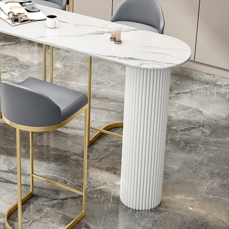 White Colour Bar Wine Table Stone Bar Dining Table with Double Pedestal Clearhalo 'Bar Furniture' 'Bar Tables' 'bar_tables' 'furn' 'furn_bar_tables' 'Furniture' 'Kitchen & Dining Furniture' 7016866