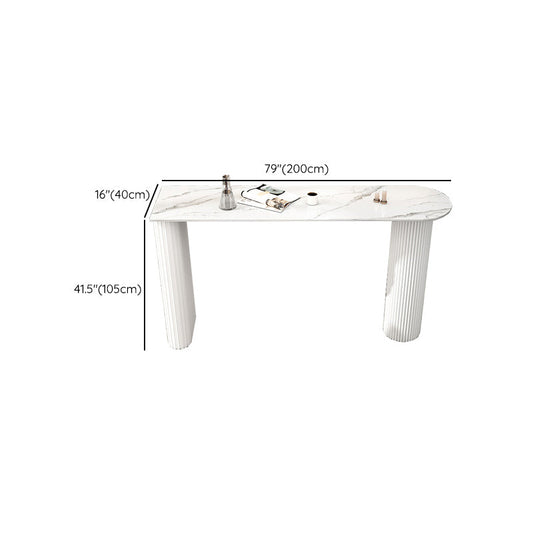 White Colour Bar Wine Table Stone Bar Dining Table with Double Pedestal Clearhalo 'Bar Furniture' 'Bar Tables' 'bar_tables' 'furn' 'furn_bar_tables' 'Furniture' 'Kitchen & Dining Furniture' 7016872