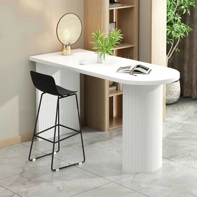 Modern Solid Wood Bar Table Living Room Fixed Bistro Bar Desk White Without Chairs Clearhalo 'Bar Furniture' 'Bar Tables' 'bar_tables' 'furn' 'furn_bar_tables' 'Furniture' 'Kitchen & Dining Furniture' 7016897
