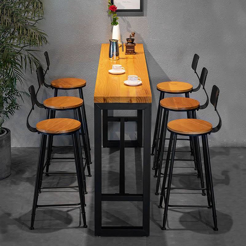 Industrial Style Rectangle Bar Table Solid Wood Bar Dining Table with Footrest Clearhalo 'Bar Furniture' 'Bar Tables' 'bar_tables' 'furn' 'furn_bar_tables' 'Furniture' 'Kitchen & Dining Furniture' 7016941