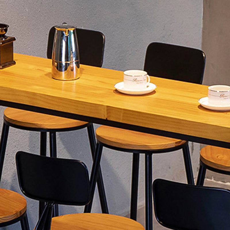 Industrial Style Rectangle Bar Table Solid Wood Bar Dining Table with Footrest Clearhalo 'Bar Furniture' 'Bar Tables' 'bar_tables' 'furn' 'furn_bar_tables' 'Furniture' 'Kitchen & Dining Furniture' 7016947