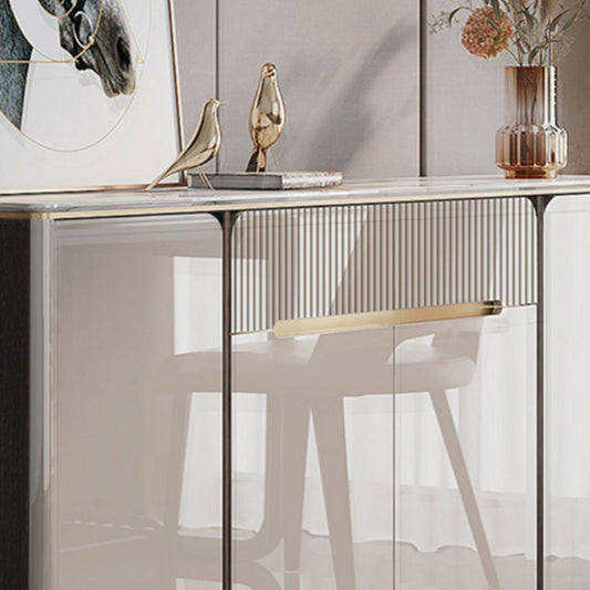 Scheda laterale moderna per scaffalature regolabili in pietra di calcolo con cassetti e armadi