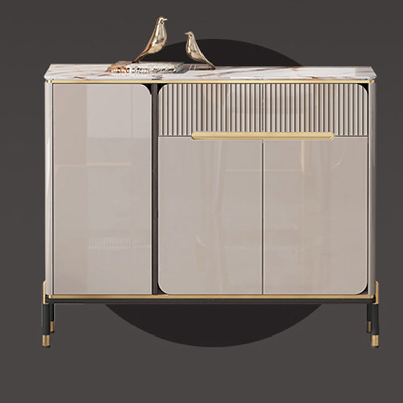 Scheda laterale moderna per scaffalature regolabili in pietra di calcolo con cassetti e armadi