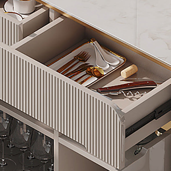 Scheda laterale moderna per scaffalature regolabili in pietra di calcolo con cassetti e armadi