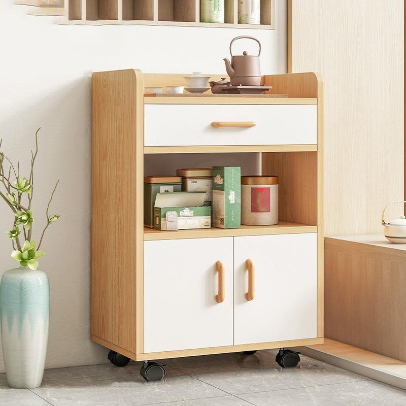 Glam Dining Buffet Wood Buffet Server with Drawers and Cabinets 20.5"L x 14.2"W x 33.9"H Natural Clearhalo 'buffet_sideboard' 'Buffets & Sideboards' 'furn' 'furn_buffet_sideboard' 'Furniture' 'Kitchen & Dining Furniture' 7017238