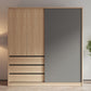 Bedroom Sliding Door Storage Cabinet Light Wood Finish Modern Cabinet with Drawers Clearhalo 'Armoires & Wardrobes' 'armoires_wardrobes' 'Bedroom Furniture' 'furn' 'furn_armoires_wardrobes' 'Furniture' 7017288