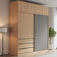 Bedroom Sliding Door Storage Cabinet Light Wood Finish Modern Cabinet with Drawers Clearhalo 'Armoires & Wardrobes' 'armoires_wardrobes' 'Bedroom Furniture' 'furn' 'furn_armoires_wardrobes' 'Furniture' 7017293