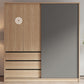 Bedroom Sliding Door Storage Cabinet Light Wood Finish Modern Cabinet with Drawers Clearhalo 'Armoires & Wardrobes' 'armoires_wardrobes' 'Bedroom Furniture' 'furn' 'furn_armoires_wardrobes' 'Furniture' 7017301